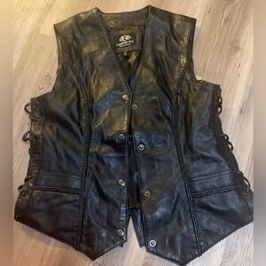 Leather Art Women's Black leather Vest